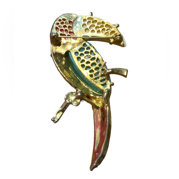 Hattie Carnegie Unsigned Colorful Toucan Brooch - Picture 3 of 3
